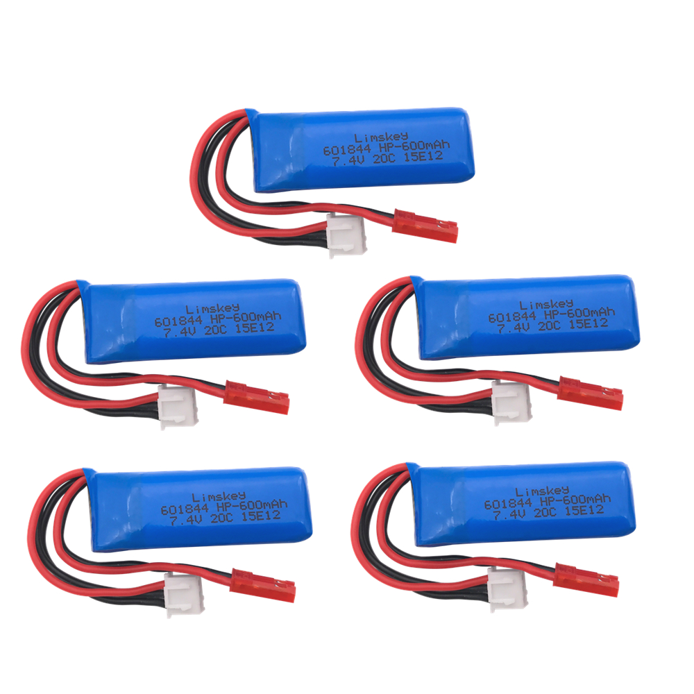 7.4V 600mAh 20C Lipo Battery for WLtoys K969 K979 K989 K999 P929 P939 RC Car Parts 2s 7.4v Battery 5pcs/lots: 5pcs