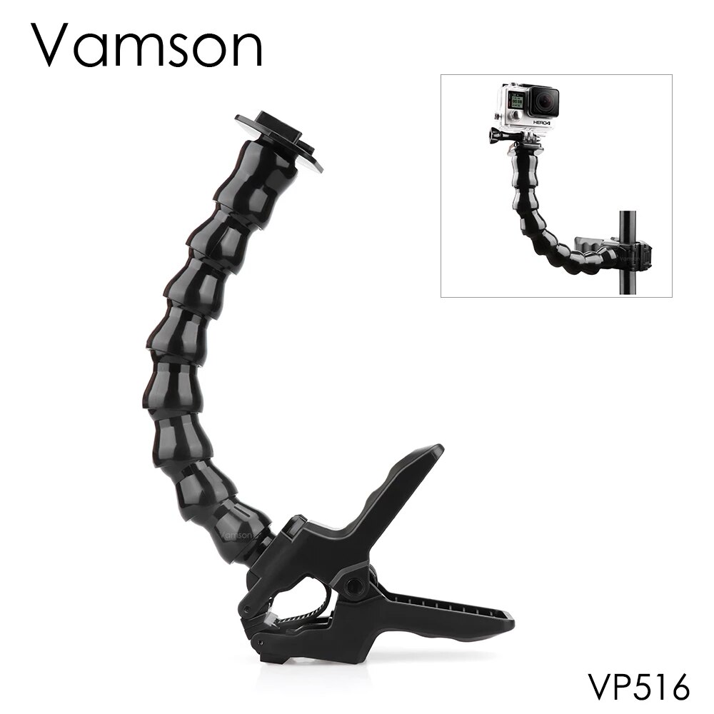 Vamson Voor Go Pro Accessoires Verstelbare Hals Jaws Flex Clamp Mount Flexibel Statief Voor Gopro Hero 10 9 8 7 6 5 Voor Yi Camera