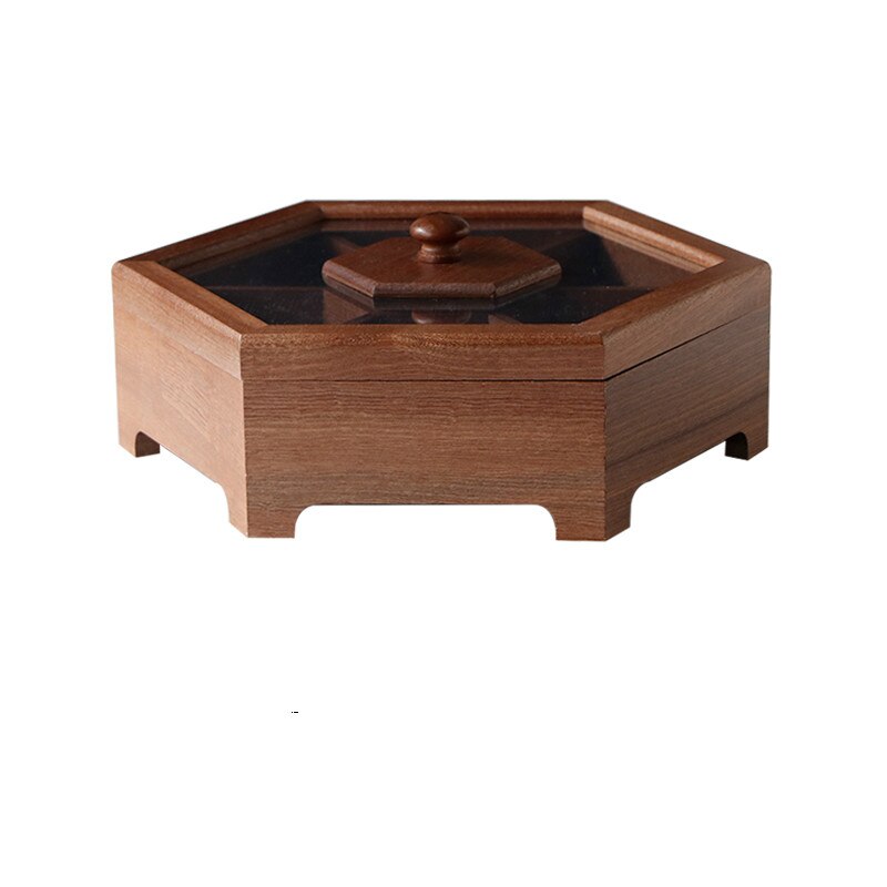 European solid wood candy box with compartment nuts snack box household wooden fruit plate melon seeds box ZM916: B
