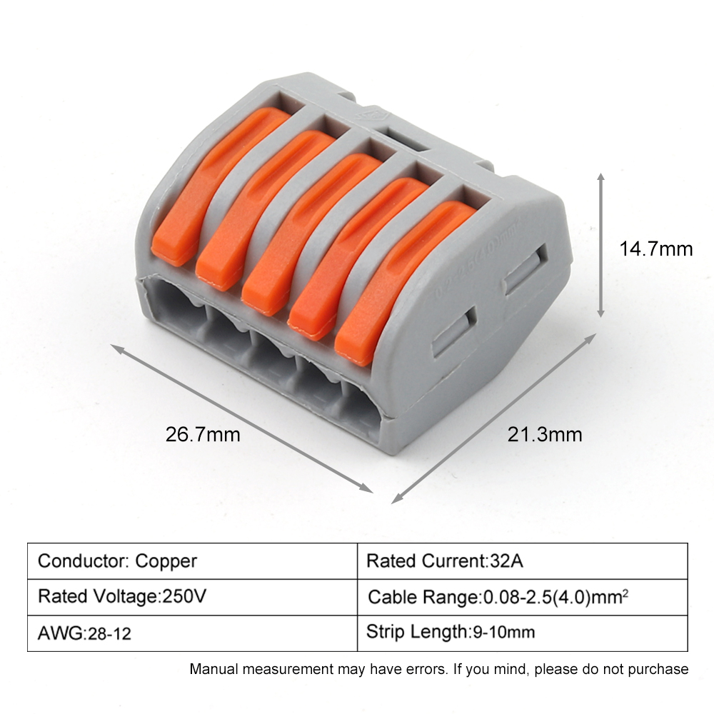 Connecteurs rapides de fil de levier, 2 trous, 3 trous, 4 trous, 5/8 trous, épissure électrique, borniers compacts, câblage, ensemble pour AWG28-12, 10 pièces: MULTI