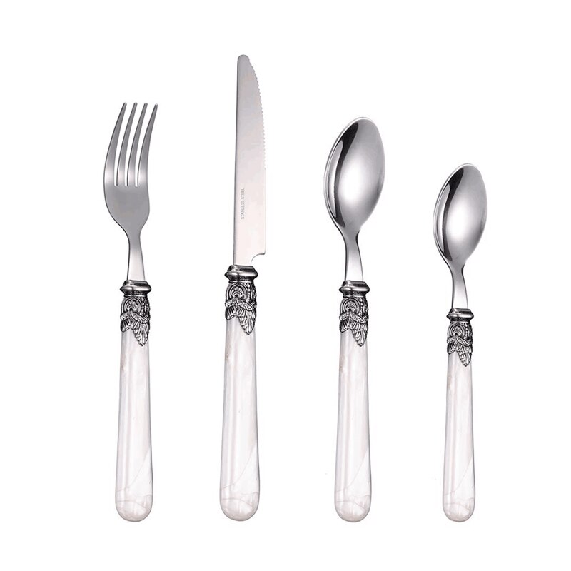 Katylin bestick set 24- delar akryl handtag rostfritt stål servis set restaurang bröllop bestick  pl0015