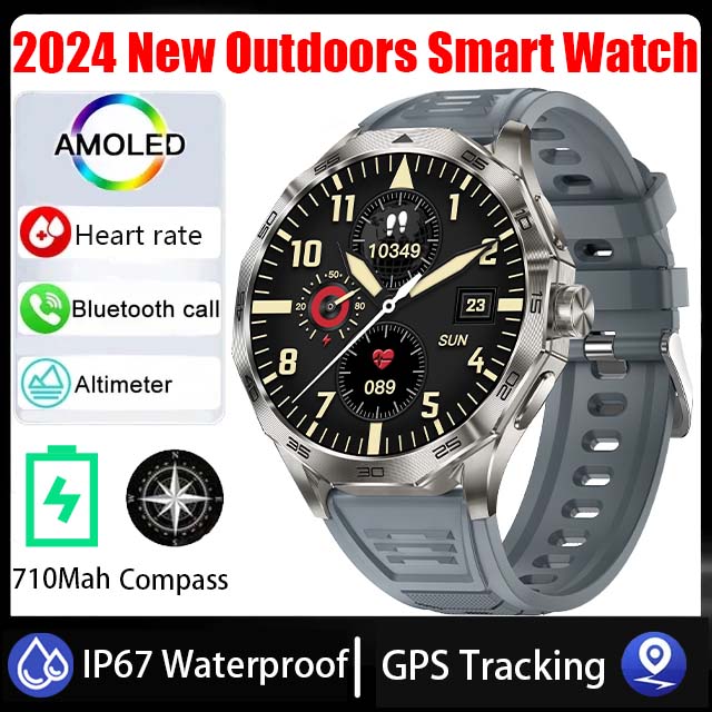 2024 nowy męnarty Smartwatch HD Bluetooth połączenie 1.85-calowy 360*360 AMOLED ekran HD 710Mah GPS tor kompas wodoodporny męnarty Smartwatch: zielony