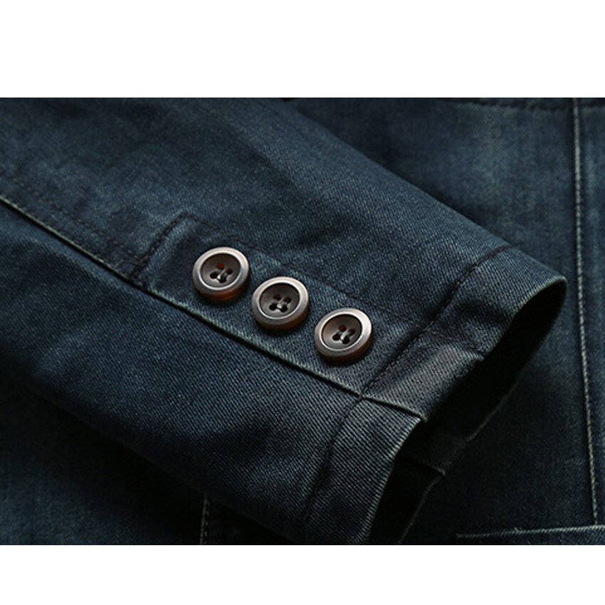 NIAN Jeep Men's Denim Casual Blazer Men Cotton Vintage Suit Jacket Male Blue Coat Denim Jacket Plus Size Jeans Blazers
