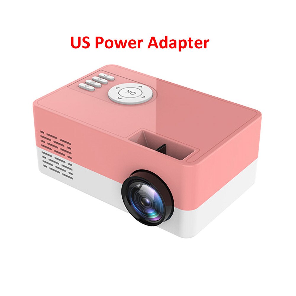 Houvast J15 Mini Projector Ondersteuning 1080P Video Display Home Media Player Portable Pocket Beamer Voor Vrienden PK YG300: Pink US Plug