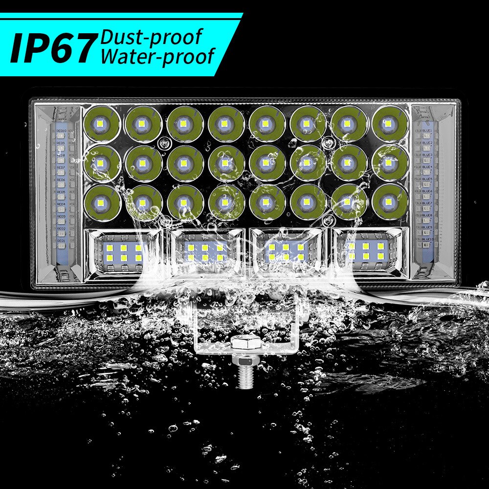 1PCS 6000K 204W Car LED Work Light 8 Inch Wide Flashing Left And Right Daytime Running Light Auxiliary Light Modified Light