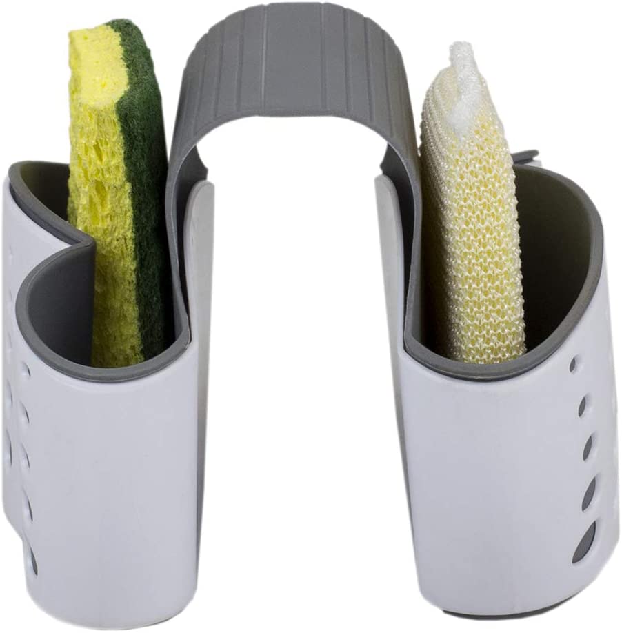 Porte-éponge de selle pour évier Double, égouttoir, blanc/gris
