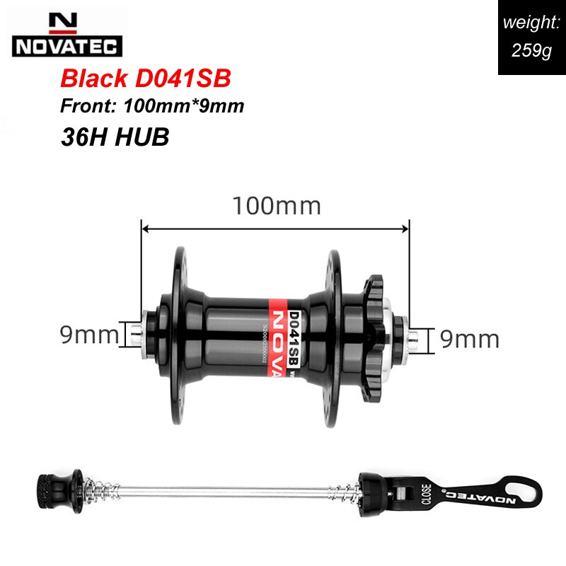 Novatec Mountainbike Hub D041SB D042SB Disc Kaart Brake 28/32/36 Gaten Mtb Road Fiets Hubs Lager Qr 32H 8/9/10/11/12 Speed: 36H Front Black