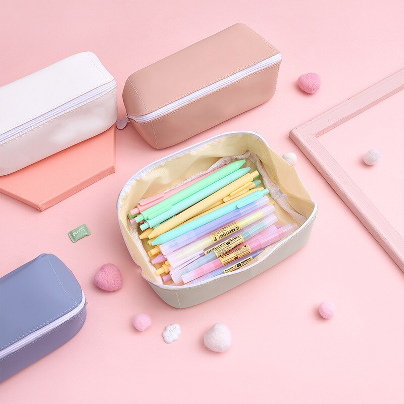 Large Capacity Pencil Case Simple Japanese Pencil Cases Pure Color Estuche Escolar Creativity Estuche Lapices Piornik Szkolny