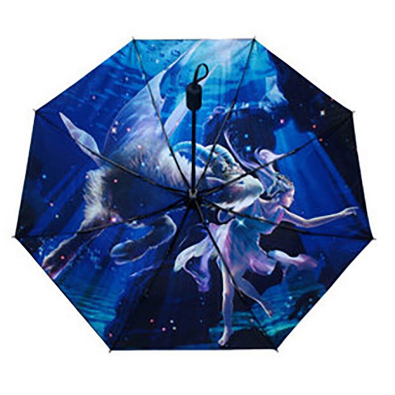 YADA 12 Constellation Pattern Folding Rainy Umbrella Anti-UV Rainproof Sun Protection Parasol Umbrellas Female YS015: Capricorn