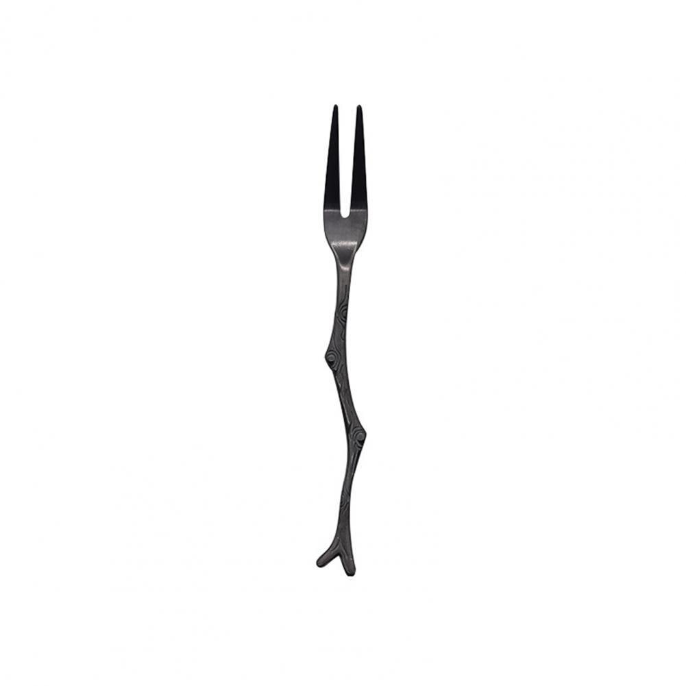 Dinner Knife Stainless Steel Dinner Spoon Anti-deform Multi-use Unique Practical Tree Branch Shape Dinner Spoon Table Fork: Black Fork
