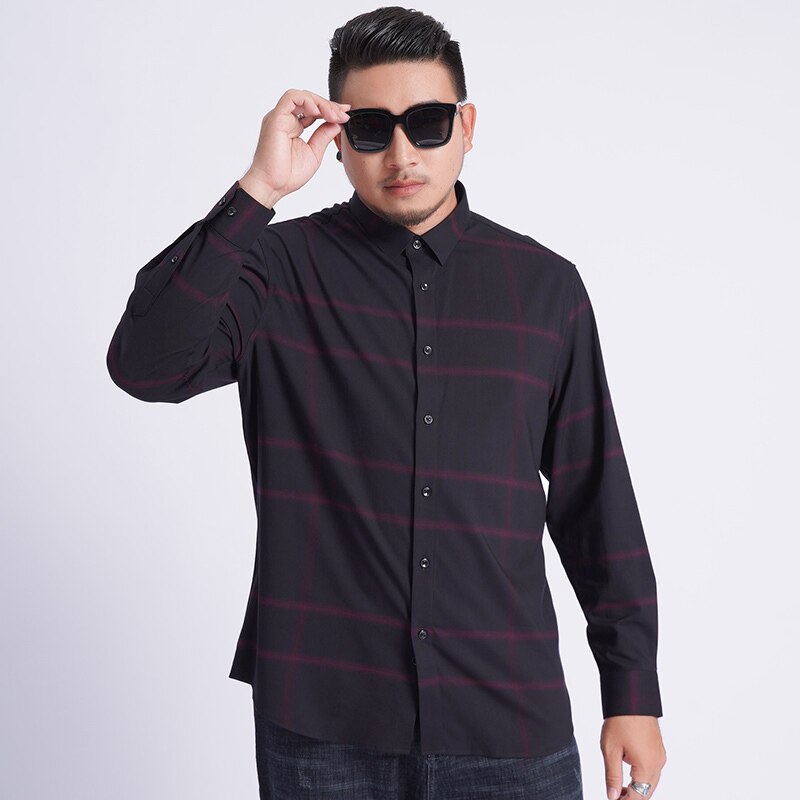 Plus Grote Maat 8XL 7XL 6XL 5XL Mens Business Casual Lange Mouwen Classic Wit Zwart Donkerblauw Mannelijke Sociale jurk Shirts