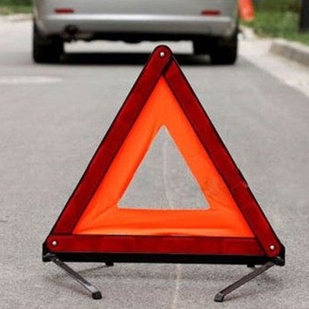 Automobile Triangle Warning Sign Tripod Vehicle Reflective Parking Sign With High Density Hexaprism Structure