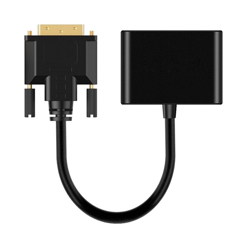 Dvi til hdmi+vga adapter 2 i 1 dvi omformer 1080p hd adapter egnet til tv, projektor, skjerm