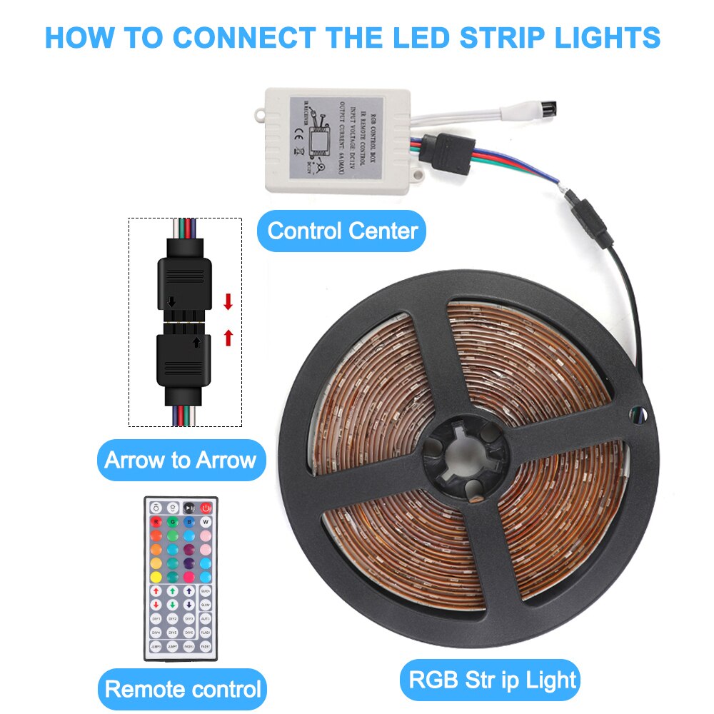 10M RGB 3528 LED Band Multicolor Changing LED Strip Light With 44key Remote Controller String Lights With Self-adhensive Tape