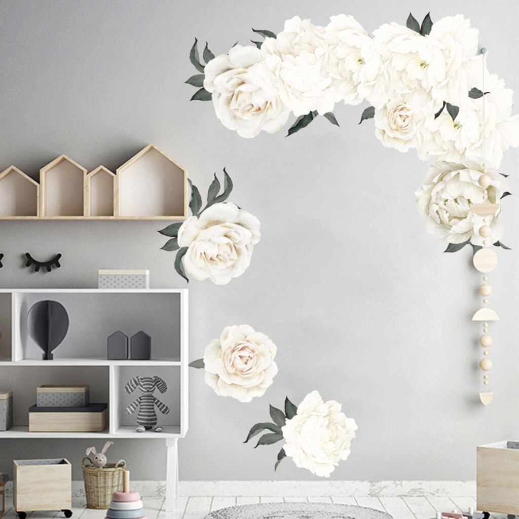 Style blanc pivoine Stickers muraux chambre salon ... – Grandado