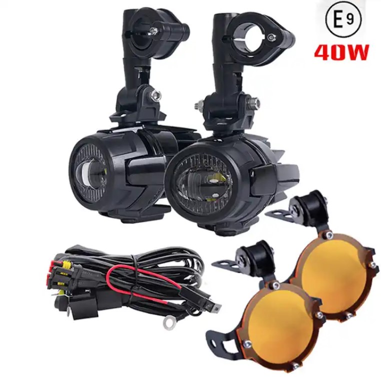 Motocicleta LED Spotlight Projector Lens, Branco Amarelo, Hi, Low Beam, Driving Spot Fog Lights, Auxiliares Faróis Auxiliares: Lavanda