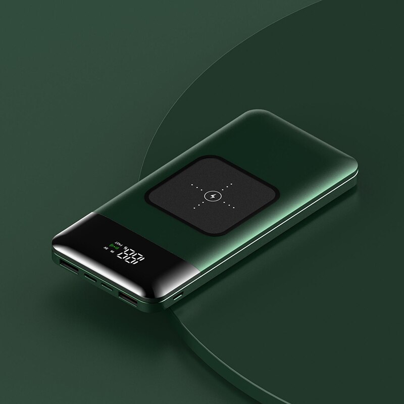 Alieny 15W Draadloze Power Bank 22.5W Pd Snel Opladen Draagbare Batterij Externe Powerbank Met Led Display 20000Mah power Bank: Green