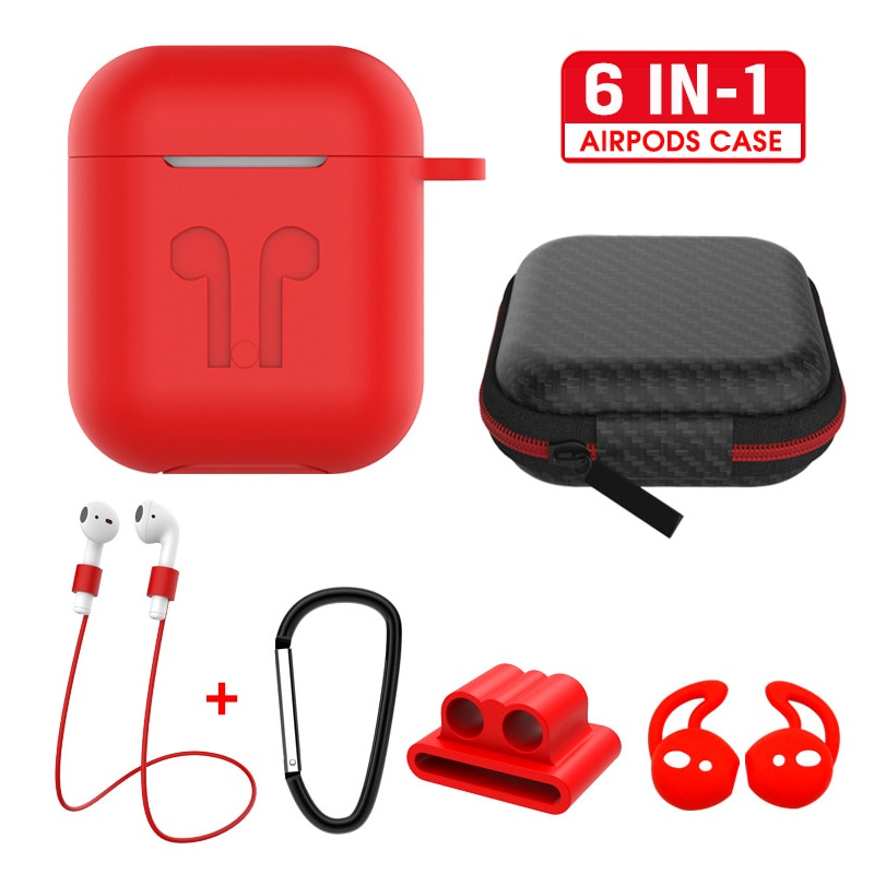 6 In-1 Case Lanyard Karabijnhaak Beschermhoes Voor Airpods 2 3 Hoofdtelefoon Siliconen Cover Voor Air Pods 2 3 Pro Case Accessoires Doos