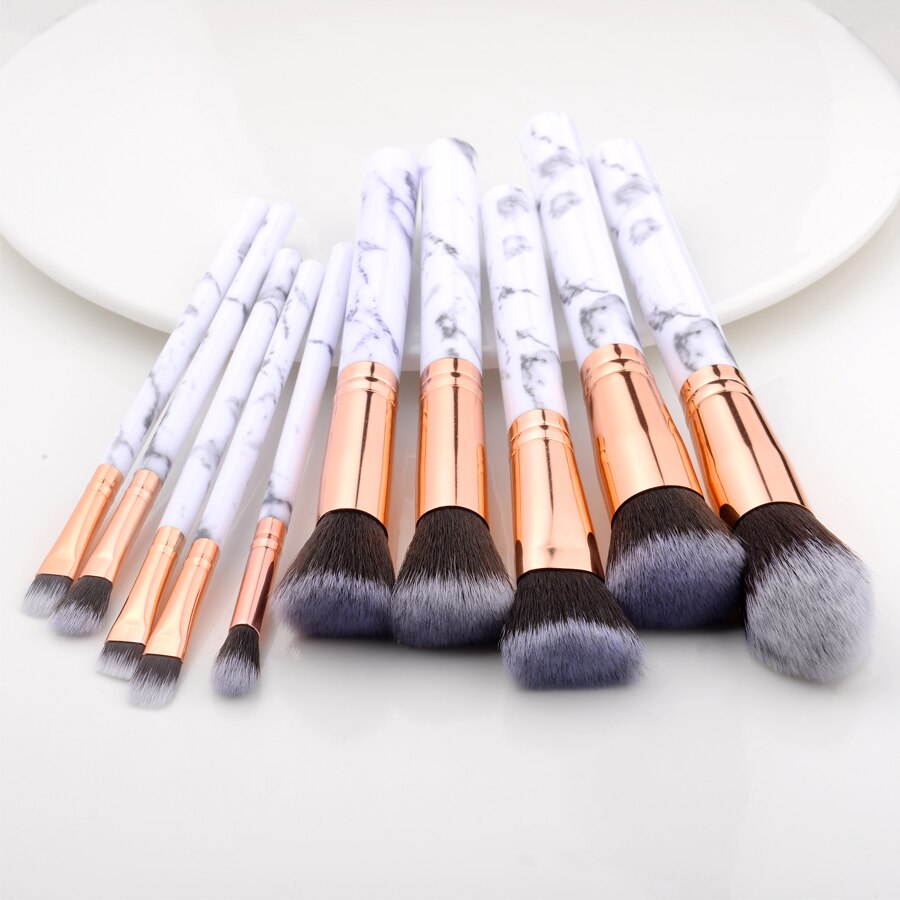 FLD10/15Pcs Marble Kabuki Makeup Brushes Set Cosmetic Eye Shadow Foundation Blush Blending Beauty Make Up Brush Tools Maquiagem: 10pcs white