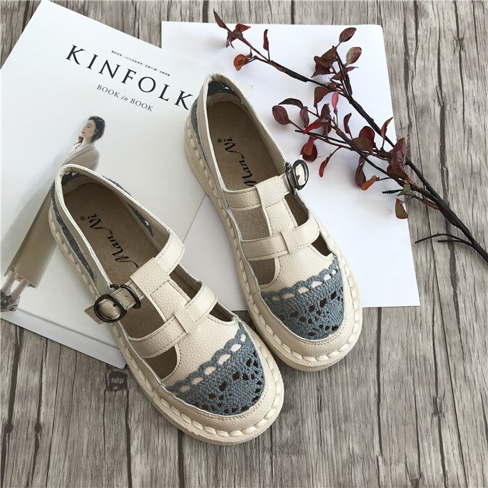 Grandes chaussures japonaises, version coréenne de l'art, chaussures simples pour femmes, plates: GRIS / 6