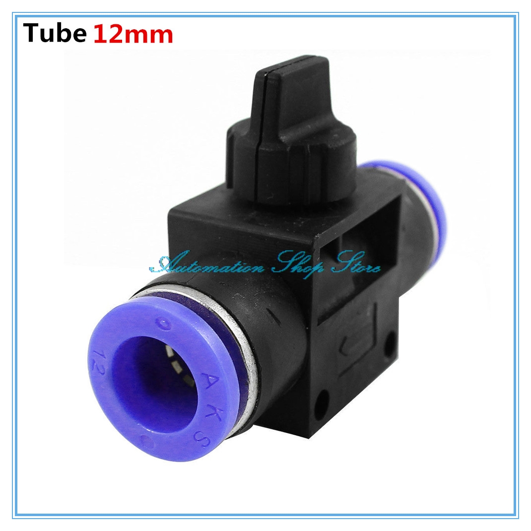 2Pcs Hand Valve 12mm 2 Way Pneumatic Quick Fittings Push Connector Tube Hose Plastic HVFF12 Throttle valve