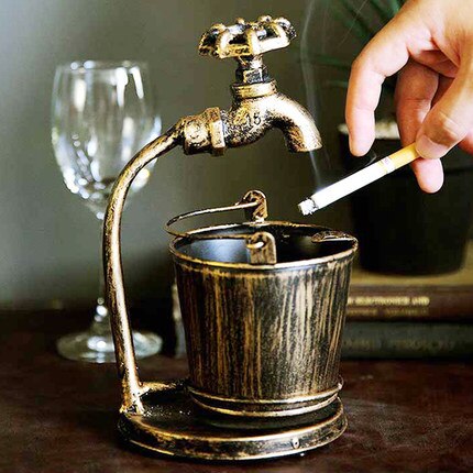 Jahrgang Eisen Ebene Aschenbecher Hause Wasserhahn bilden retro Bar Tisch Dekor Büro Dekorationen Rauchen Zubehör Für Wohnzimmer
