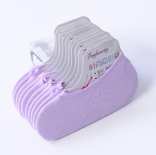 Chaussette courte Invisible en velours pour bébé, chaussettes fines respirantes, couleur bonbon, pour enfant et femme: purple 10pair