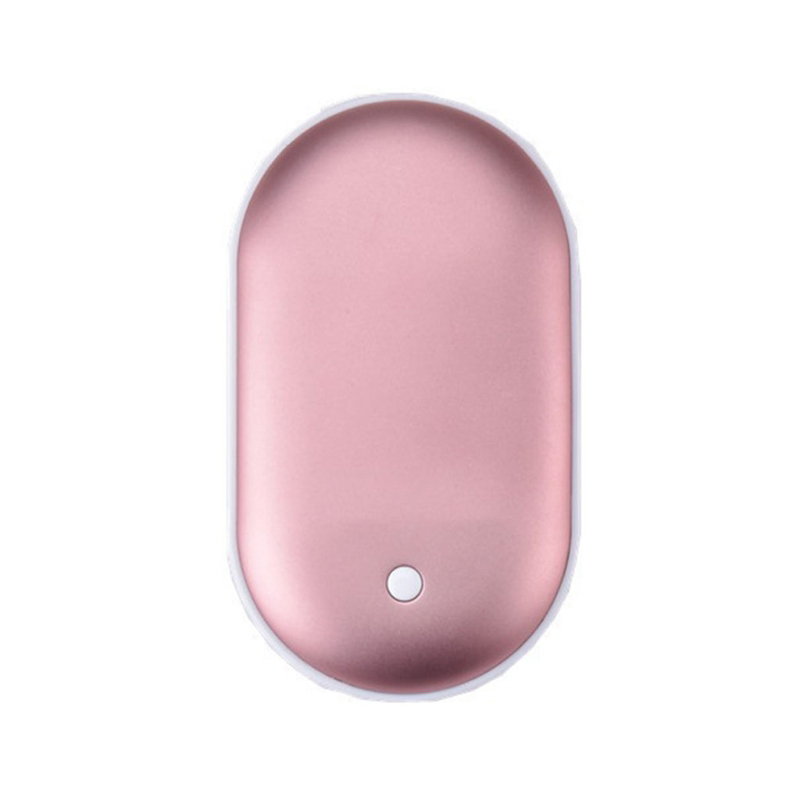 2In1 Portable USB Rechargeable Hand Warmer Mini Cobblestone Pocket Mobile Power Bank Reusable Electric Winter Heater Hand Warmer: pink