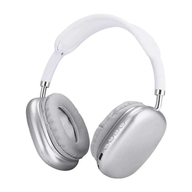 P9 Headphones Bluetooth Wireless Headsets Over-Ear Noise Cancelling Earpieces Stereo Sound Sports Music Gaming Earphones: WHITE