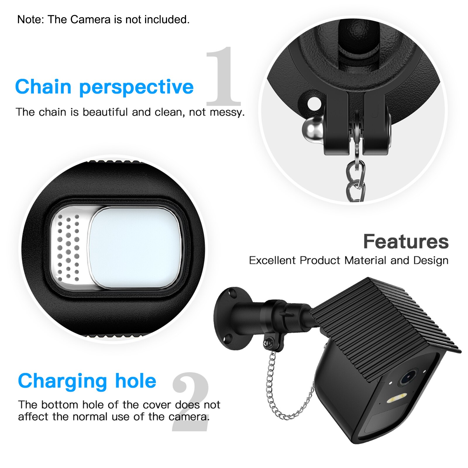 1/2 Sets Wall Mount Bracket Compatible with eufycam 2C&amp;2C Pro Outdoor Security Camera with Anti-Theft Chain &amp;9M Cable