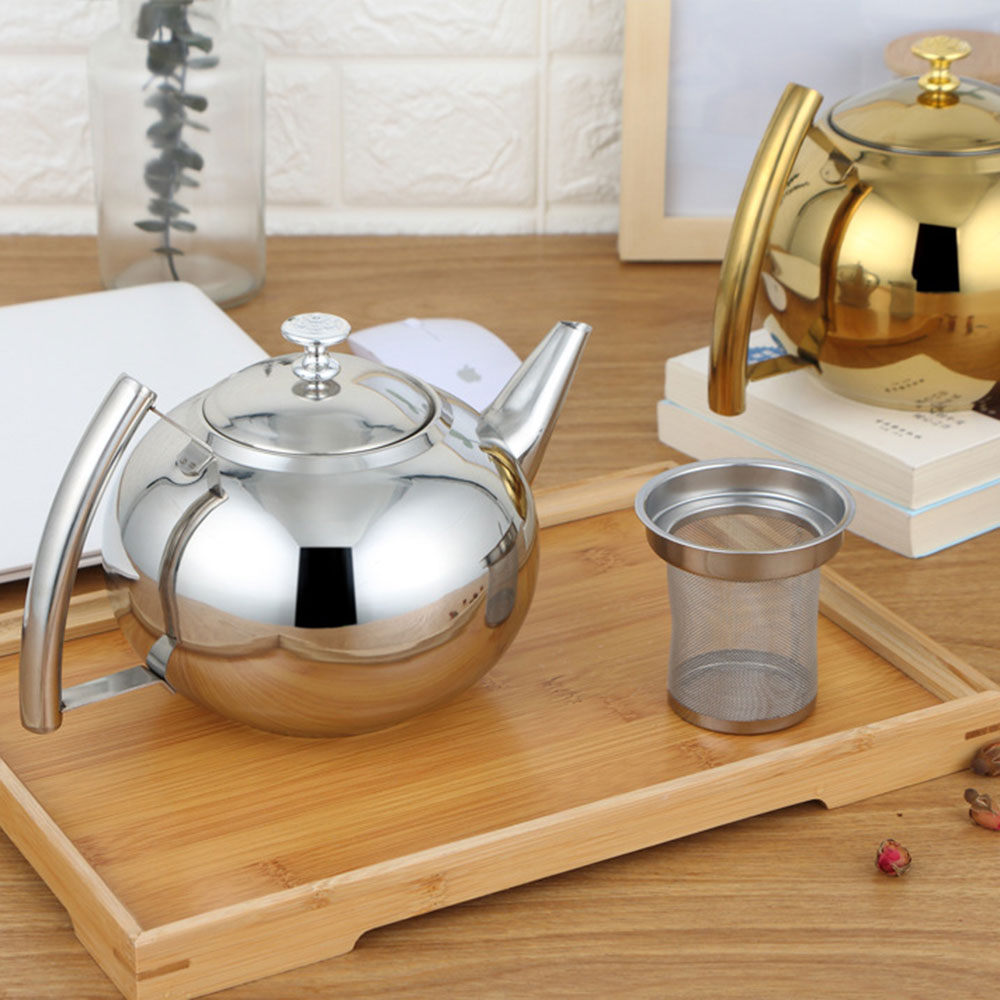 1.5L/2L Rvs Theepot Thee Set Koffie Pot Theepot Met Filter Hotel Restaurant Home Fornuis Waterkoker Theepotten Middag thee