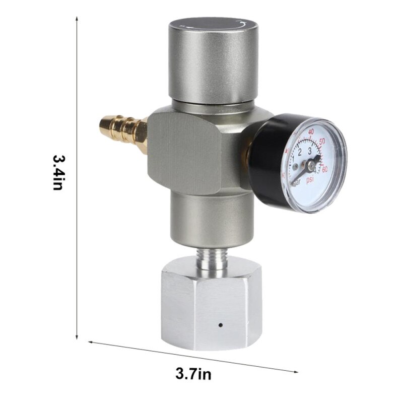 2 In 1 Soda Gas Regulator Mini CO2 Gas Regulator Soda Pressure Gauge with Adapter 3/8in To TR21.4 for Sodastream Home Brewing