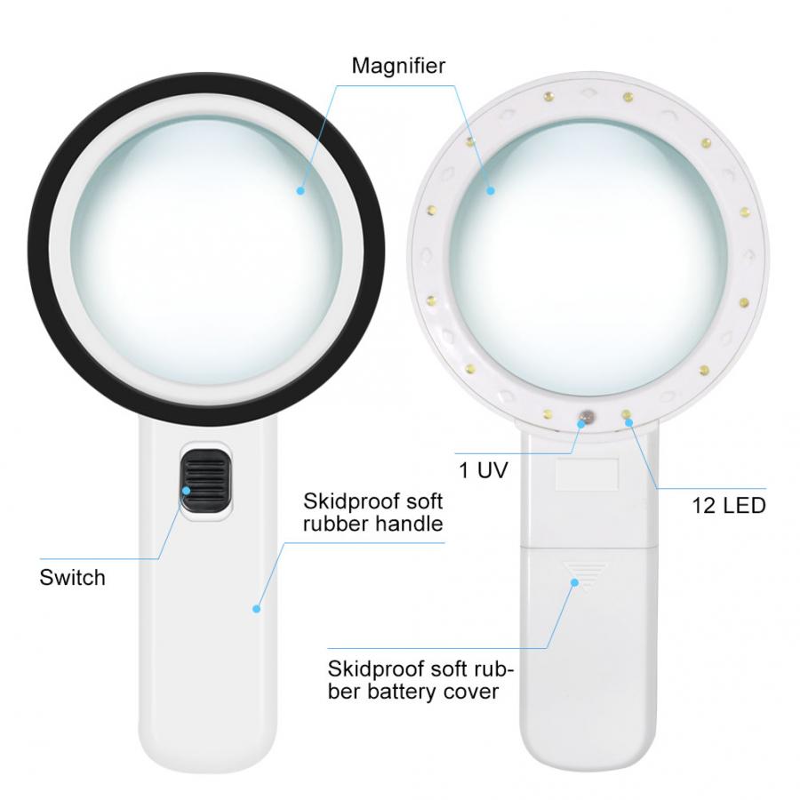 blind spot mirror 30X Handheld Magnifier Reading Jewelry Magnifying Glass with LED Light wall mirror