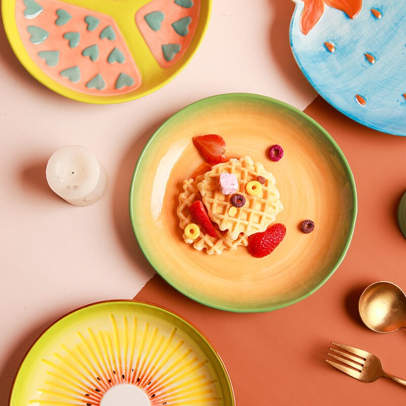 Fruit Shaped Ceramic Salad Plate Cute Household Dishes Snack Dishes Withunfathomable Face Value Cute To Explode Plate