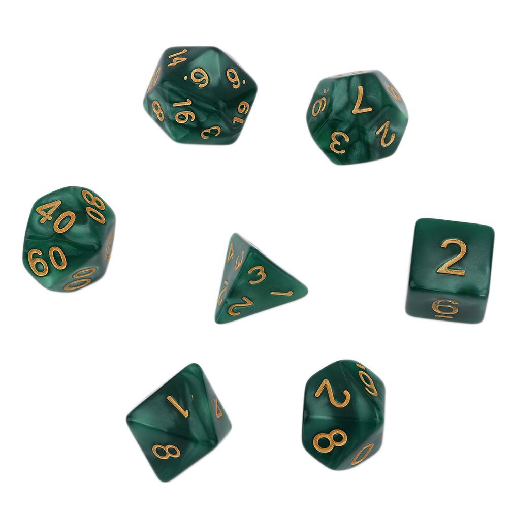 Heißer! Helle grüne Farbe 7 Pcs Set Kreative Multi-Faceted Perle Gemmed Acryl Dice16-20mm D4 D6 D8 D10 D12 D20