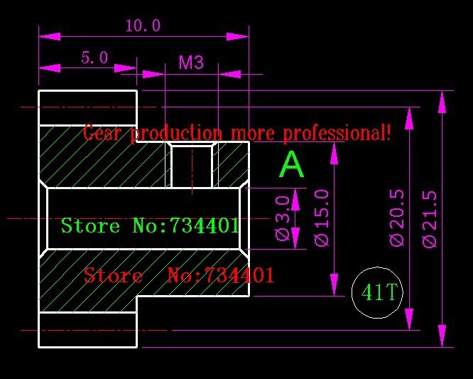 /Plastic gears/Pom/0.5m 41T/ Stepped gears/Hole 3mm/4mm/5mm/6mm