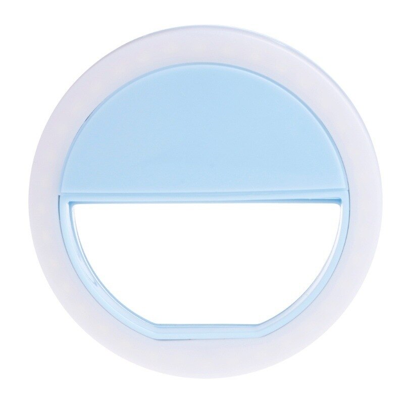 Makeup Mirror Mobile Phone Light Clip Selfie LED Auto Flash For Cell Phone Smartphone Round Portable Selfie Flashlight: Blue