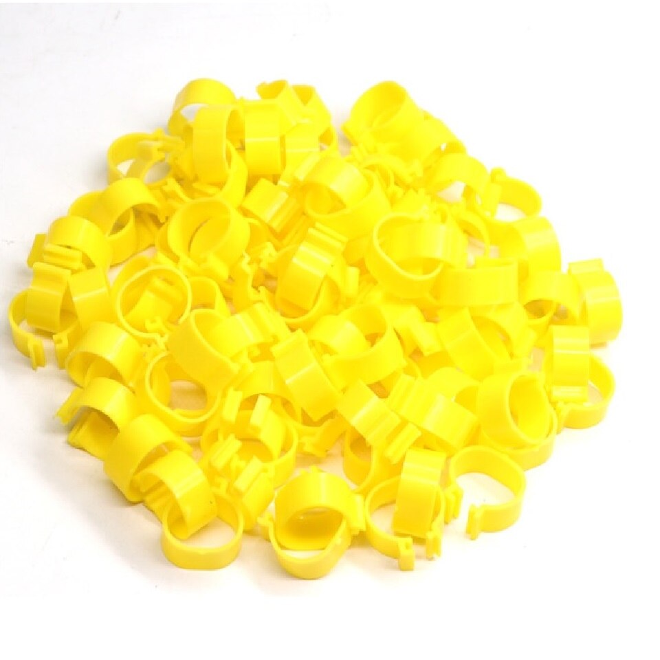 100 Stuks Fokken Experiment Kip Binnendiameter 16/18/20/25Mm Voet Ring Gesp Pluimvee Been kuiken Eend Gans: YELLOW