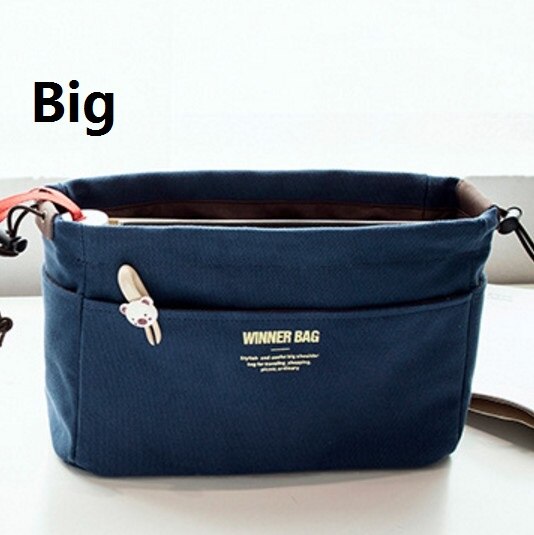 Canvas Purse Organizer Bag Organizer Insert Met Compartimenten Make Organisatoren Handtas Organizador Trousse Maquillage Femme: Big Blue