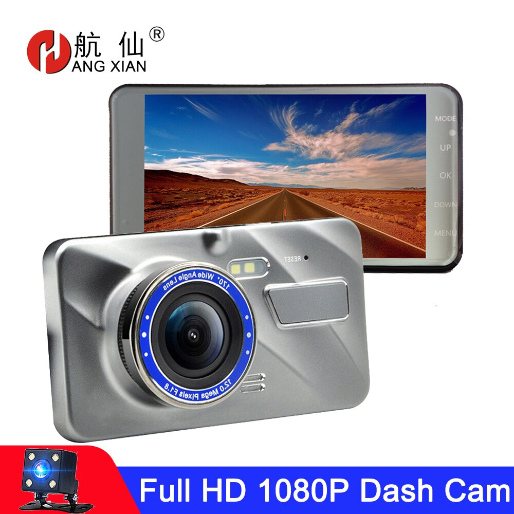 Dash Cam Auto Dvr Camera 4Inch Full Hd 1080P Rijden Video Recorder Registrator Auto Dashboard Dual Dashcam Zwart dvr Auto Camera