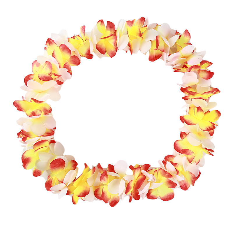 Hawaiian Hula Flower Garland Set Lei Luau Hula Fancy Dress Beach Part Flower Garland Necklace Headband Bracelet Wristband 4pcs: Red and white