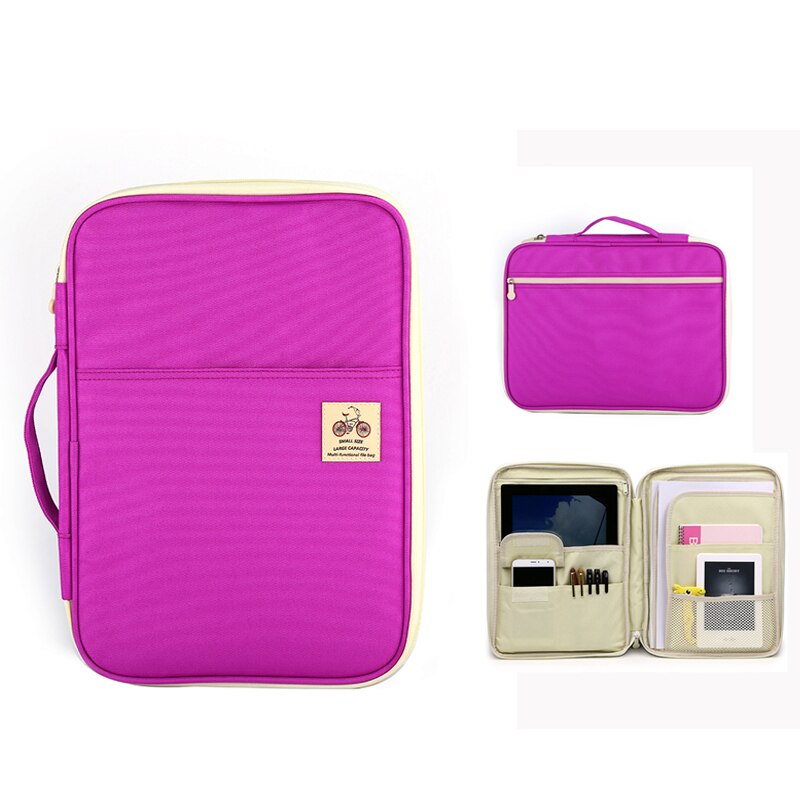 Multi-funktionale Wasserdicht A4 Dokument Taschen Datei Ordner tragbar Aktentasche Geschäft Lagerung Tasche Für Notizbücher Stifte Computer: Violett