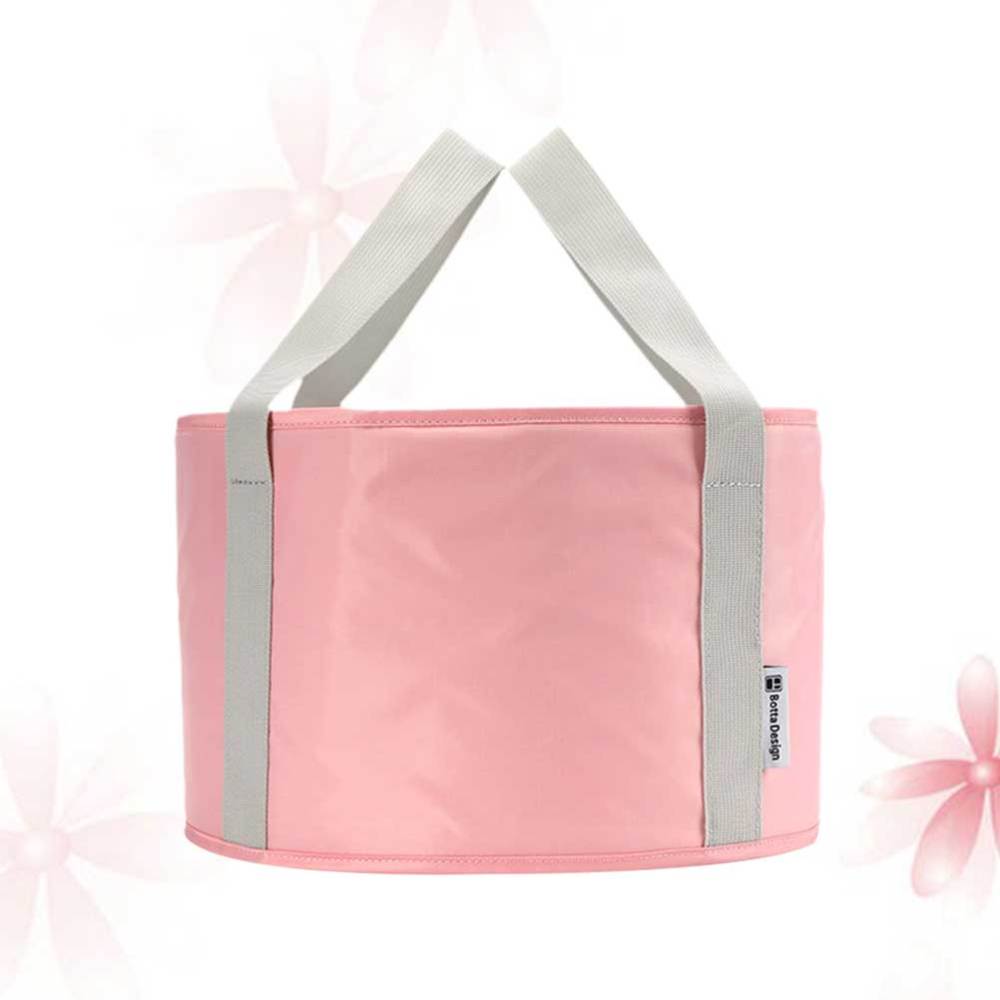 1PC Portable Water Basin Folding Washing Laundry Basin Multi-purpose Water Basin Outdoor Washing Foot Basin Stylish Washbasin So: Pink