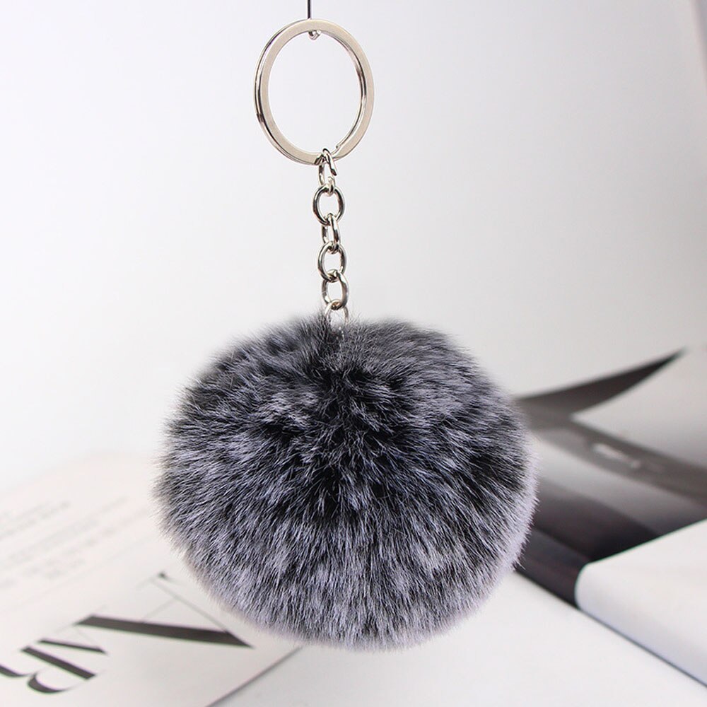 20 Colors Fluffy Fur Pom Pom Keychains Soft Faux Fur-like Ball Car Keyring Key Holder Women Bag Pendant Jewelry