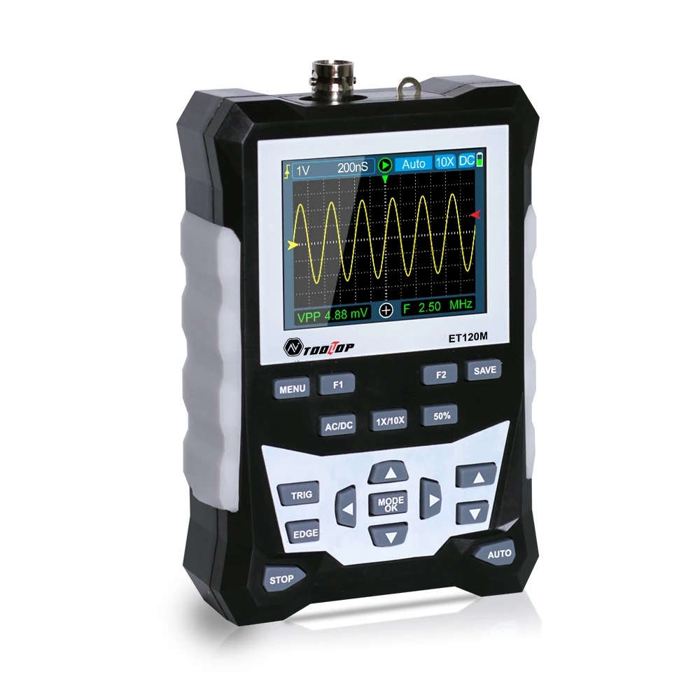 TOOLTOP ET120M 500 MS/s 120MHz osciloscopio Digital reparación eléctrica de laboratorio osciloscopio portátil de mano automático