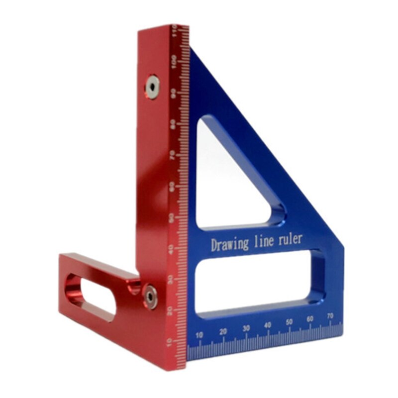 45/90 Degree Triangle Ruler Scriber Woodworking Square Protractor Lightweight R9UF: Blue