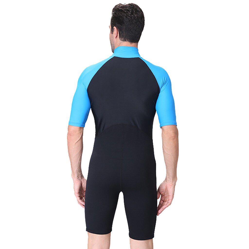 Traje de neopreno corto para hombre, protector solar transpirable, cómodo y elástico, tela de seda helada de azul