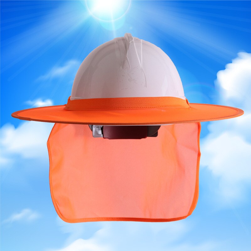 Casque de Protection accessoires ombre Protection solaire travail homme chantier extérieur Occlude Anti-UV noir bord rond respirant sécurité: Orange