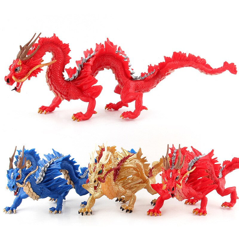 Kindermodel chinese dierenriem decoratie speelgoed china mythe legende oosterse draak diermodel jinlong rode draak blauwe draak