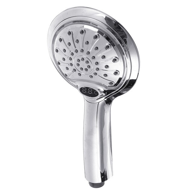 LED Changing Shower Head Water Temperature Display Sensor Bathroom Nozzle Automatic Control Colorful Sprinkler LED Shower Head: Plating